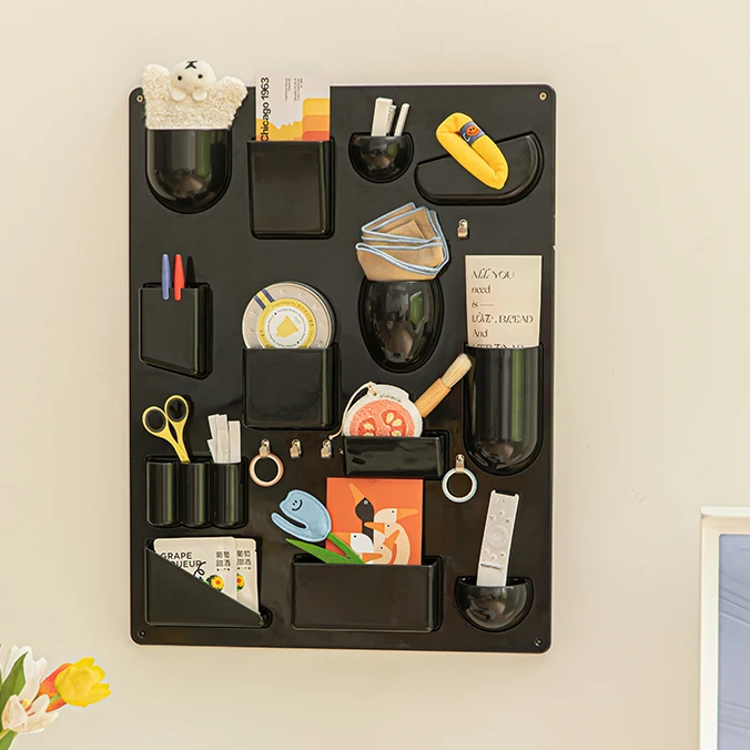 LuxRoyale 15-Slot Wall Organizer - Modern Modular Storage Rack with Hooks for Home & Office