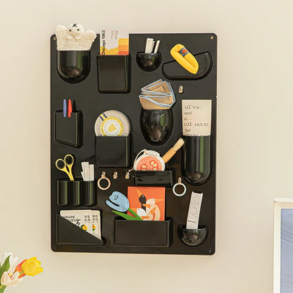 LuxRoyale 15-Slot Wall Organizer - Modern Modular Storage Rack with Hooks for Home & Office