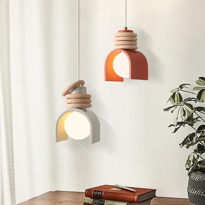 Royelux Modern Rustic Terracotta & Wood Pendant Light for Bedroom, Restaurant & Bar