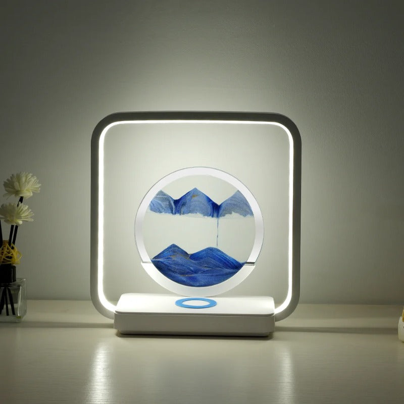 Royelux 3D Moving Sand Art Lamp with 15W Wireless Charger & LED Desk Light