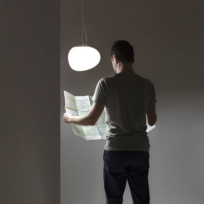 LuxRoyale Modern Pebble LED Pendant Light White Frosted Glass Diffuser