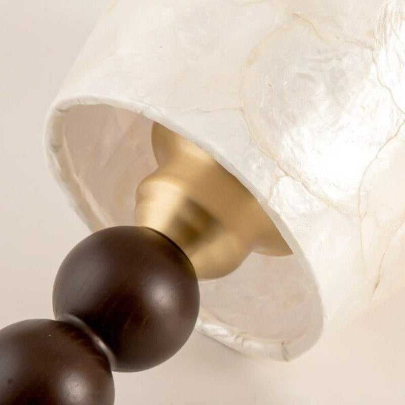LuxRoyale Capiz Shell Pendant Light with Black Iron Beads