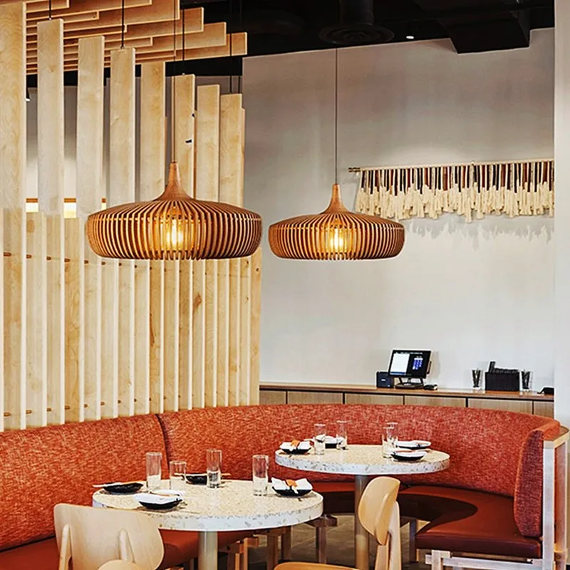 Lumora Japandi Wooden Pendant Light - Modern Minimalist Kitchen Island Lighting