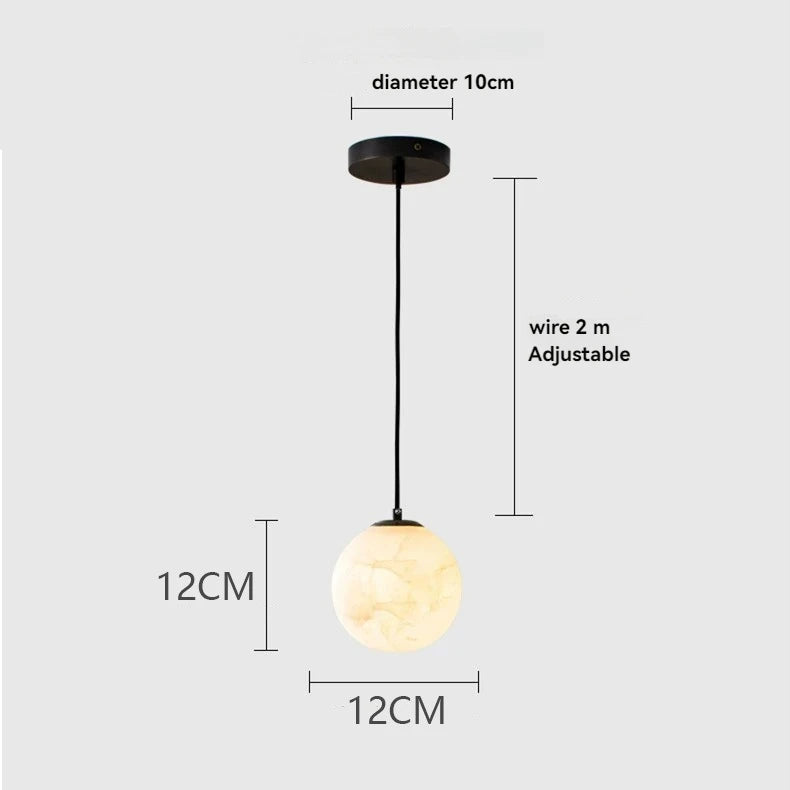 LuxRoyale Alabaster Globe Pendant Light In Black Or Brass Finish