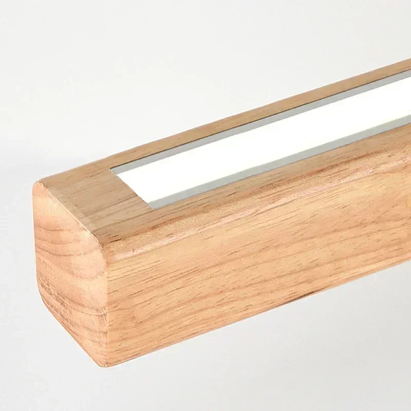 RoyaleGlow Modern Linear Wooden LED Pendant Light For Dining Room & Kitchen Island