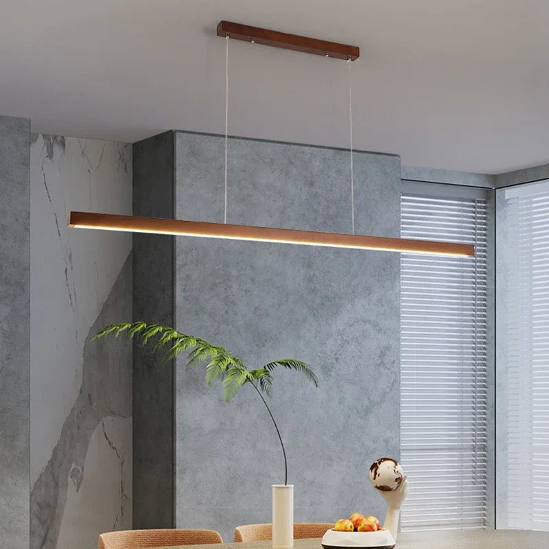 Rayvia Modern Linear Wood LED Pendant Light for Kitchen Island & Bar Dining