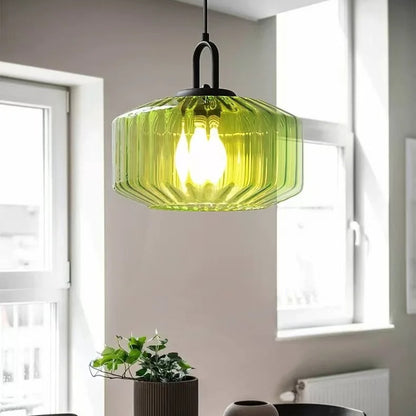 RoyaleGlow Modern Rose Fluted Glass Pendant Light for Dining Room