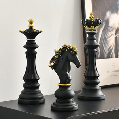 Royelux Modern Chess Statues - King, Queen & Knight Home Decor