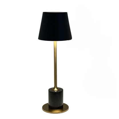 LuxRoyale Modern Marble Table Lamp with  Black Shade Brass Accent