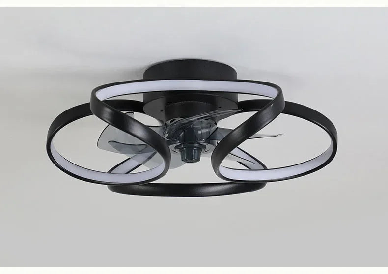Royelux Modern LED Flush Mount Ceiling Fan with Light & Remote for Bedroom Living Room