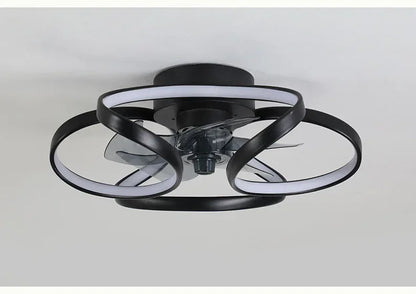 Royelux Modern LED Flush Mount Ceiling Fan with Light & Remote for Bedroom Living Room