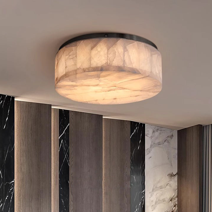 Royelux Alabaster Round Flush Mount Ceiling Light for Elegant Interiors - Royale Basic