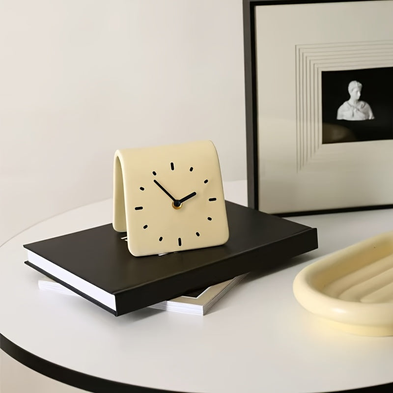 Rayvia Silent Ceramic Desk Clock - Modern Nordic Home Office Tabletop Clock