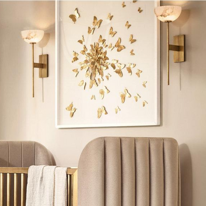 LuxRoyale Natural Marble & Solid Brass Wall Sconce - Elegant Modern Wall Light