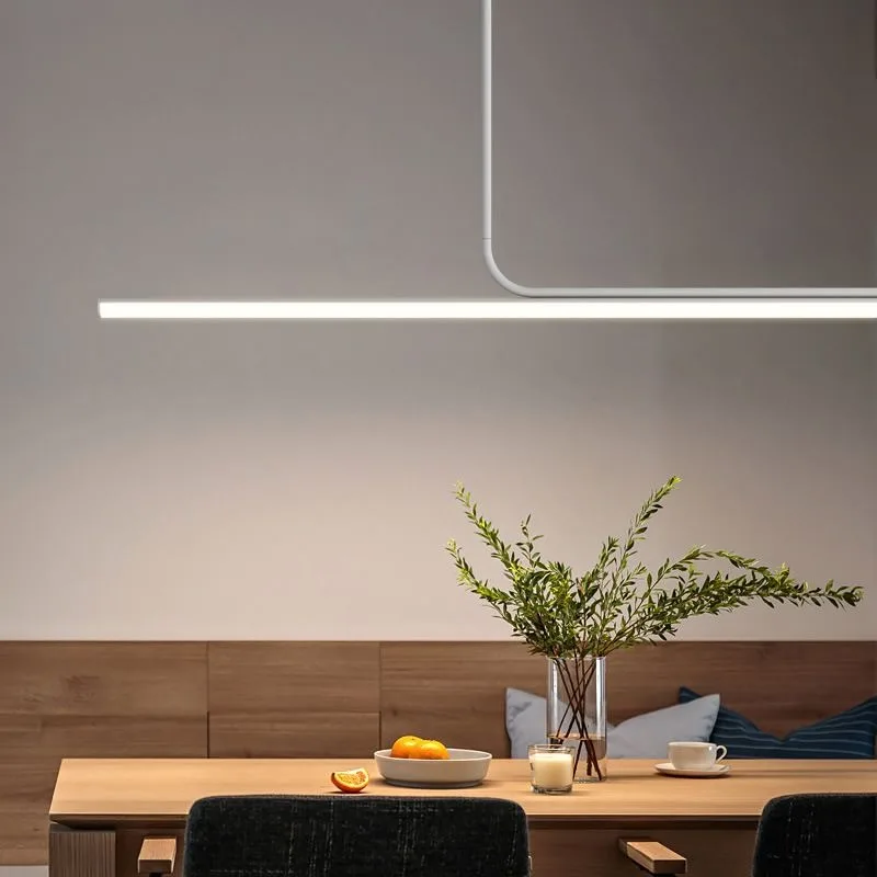 RoyaleGlow Modern Long Tube Pendant Light - Remote Dimmable Hanging Lamp