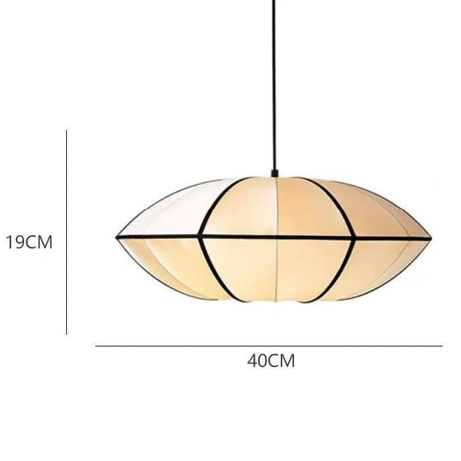 LuxRoyale Mid-Century Modern Oval Pendant Light with Black Trim & Fabric Shade