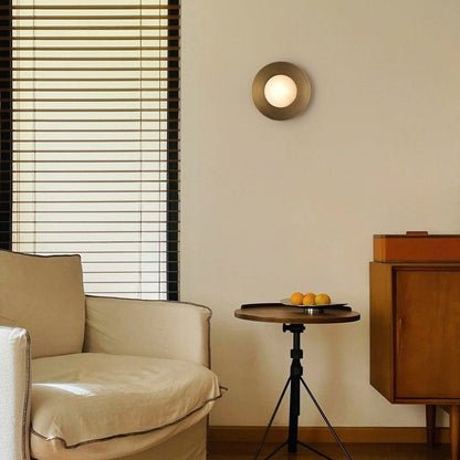 Royelux Modern Brass Round Wall Sconce - Elegant Ambient Light