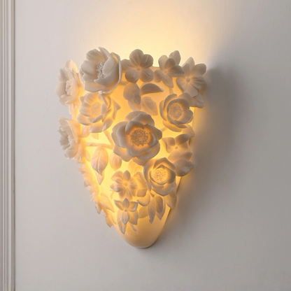 LuxRoyale French Provincial Floral Rose Carved LED Wall Sconce - Resin Wall Lamp for Bedroom Living Room and Hallway