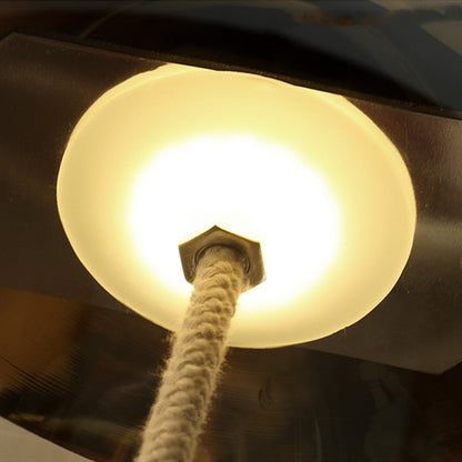 LuxRoyale Modern Amber Glass Pendant Light Hanging Rope Ceiling Lamp For Kitchen Island