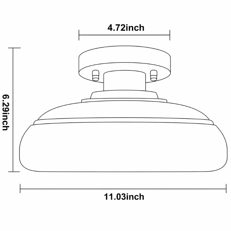 Royelux Modern Engraved Glass Semi-Flush Mount Ceiling Light