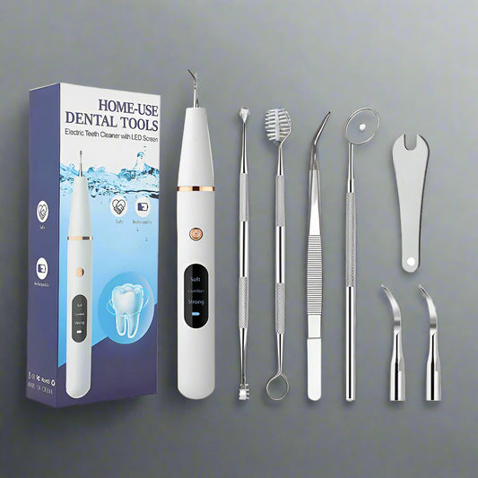 Ultrasonic electric tartar remover with 38 kHz frequency, LED light, and dual cleaning heads. USB rechargeable, gum-friendly, and designed for safe plaque removal. Achieve professional oral care at home.