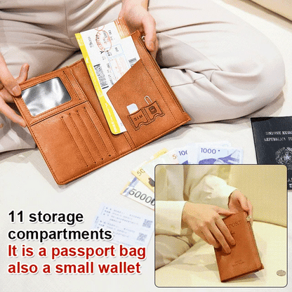 Royaleva RFID Blocking Leather Card Wallet Travel Multifunctional Passport Case Wallet