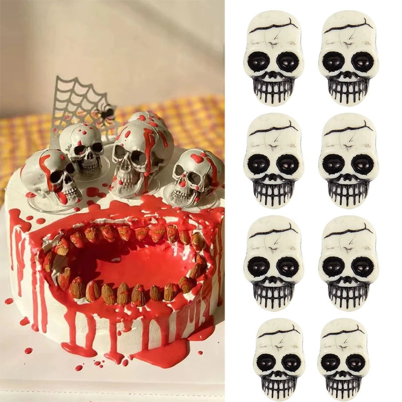 5pcs Halloween Skull Skeleton Topper Resin Skeleton Ornament 2024 Halloween Party Decoration Prop Scary Dessert Decor Accessorie 1