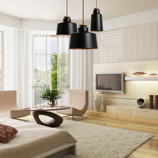RoyaleGlow Modern Farmhouse Metal & Wood Pendant Light - Kitchen Island Lighting