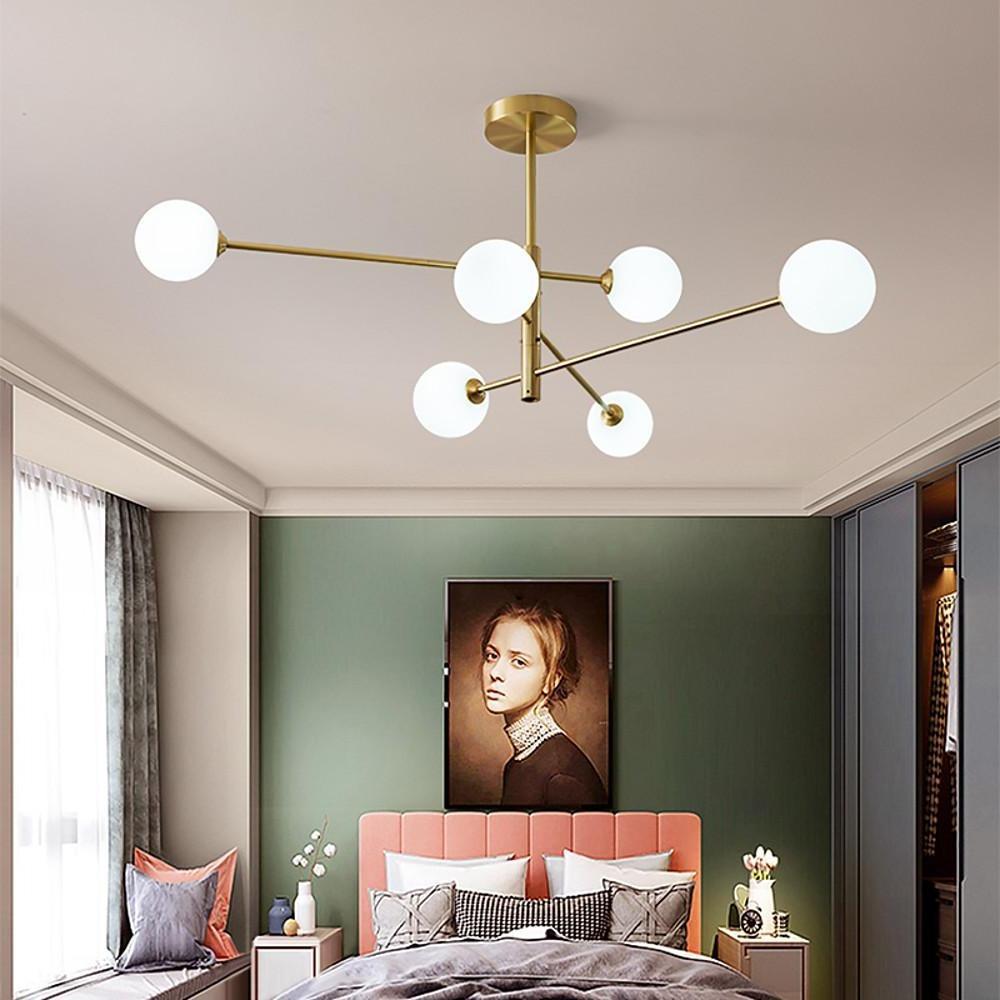 6-light LED Electroplated Glass Gold Modern Pendant Lighting Ceiling Lights 1