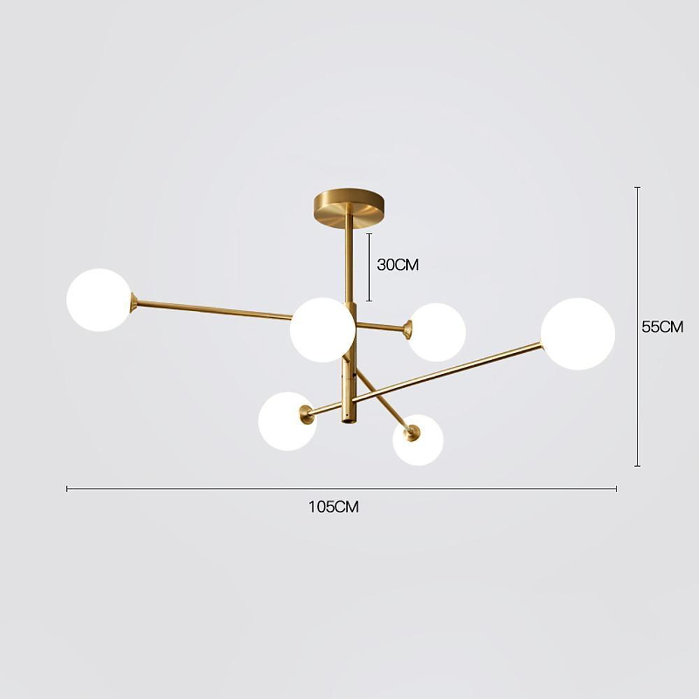 6-light LED Electroplated Glass Gold Modern Pendant Lighting Ceiling Lights 4