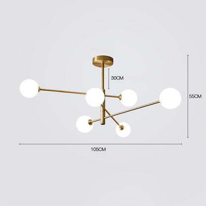 6-light LED Electroplated Glass Gold Modern Pendant Lighting Ceiling Lights 4
