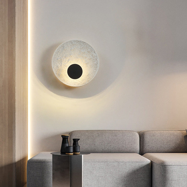 Royelux Modern Eclipse LED Wall Sconce - Snow White Textured Finish for Living Room