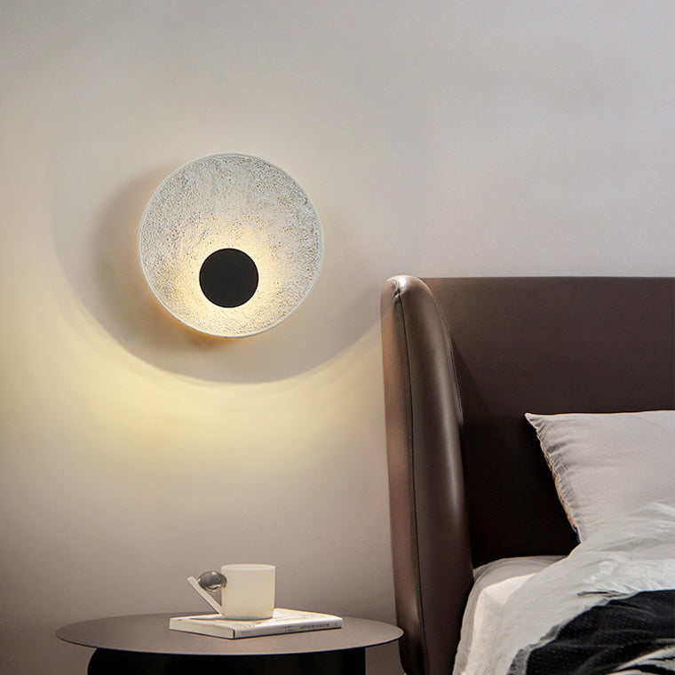 Royelux Modern Eclipse LED Wall Sconce - Snow White Textured Finish for Living Room
