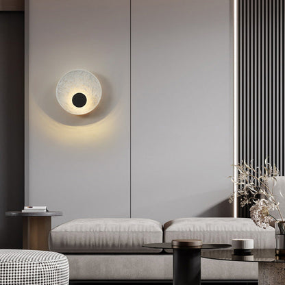 Royelux Modern Eclipse LED Wall Sconce - Snow White Textured Finish for Living Room