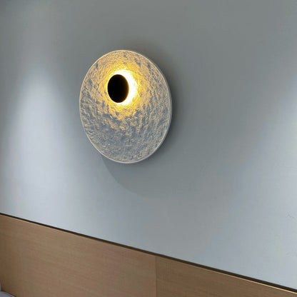 Royelux Modern Eclipse LED Wall Sconce - Snow White Textured Finish for Living Room
