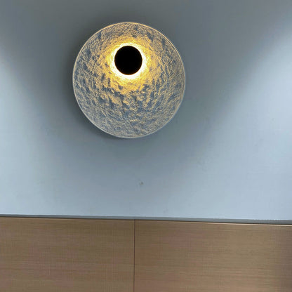 Royelux Modern Eclipse LED Wall Sconce - Snow White Textured Finish for Living Room