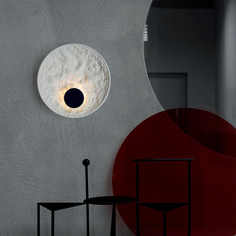 Royelux Modern Eclipse LED Wall Sconce - Snow White Textured Finish for Living Room