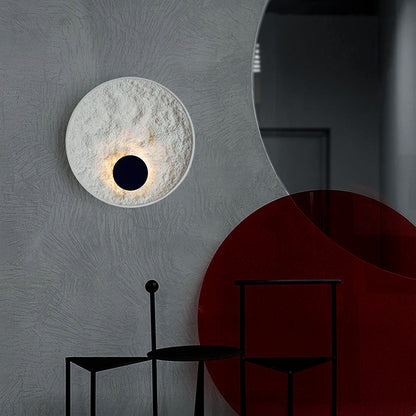 Royelux Modern Eclipse LED Wall Sconce - Snow White Textured Finish for Living Room