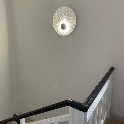 Royelux Modern Eclipse LED Wall Sconce - Snow White Textured Finish for Living Room
