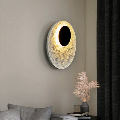 Royelux Modern Eclipse LED Wall Sconce - Snow White Textured Finish for Living Room