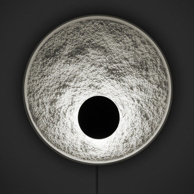 Royelux Modern Eclipse LED Wall Sconce - Snow White Textured Finish for Living Room