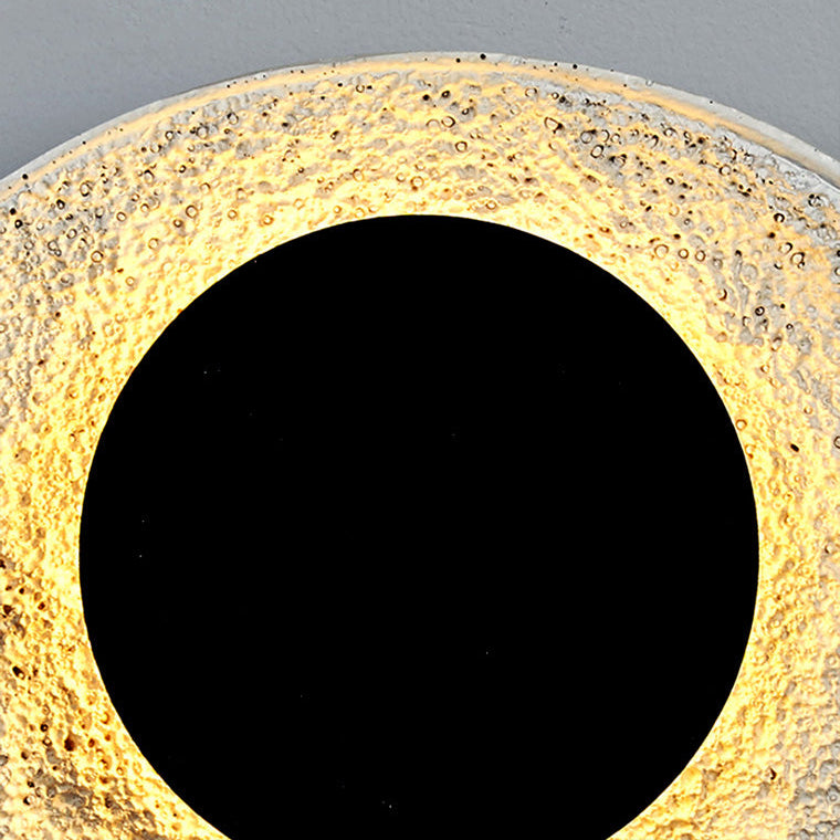 Royelux Modern Eclipse LED Wall Sconce - Snow White Textured Finish for Living Room