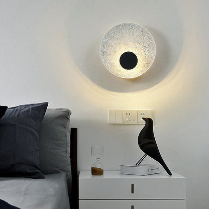 Royelux Modern Eclipse LED Wall Sconce - Snow White Textured Finish for Living Room