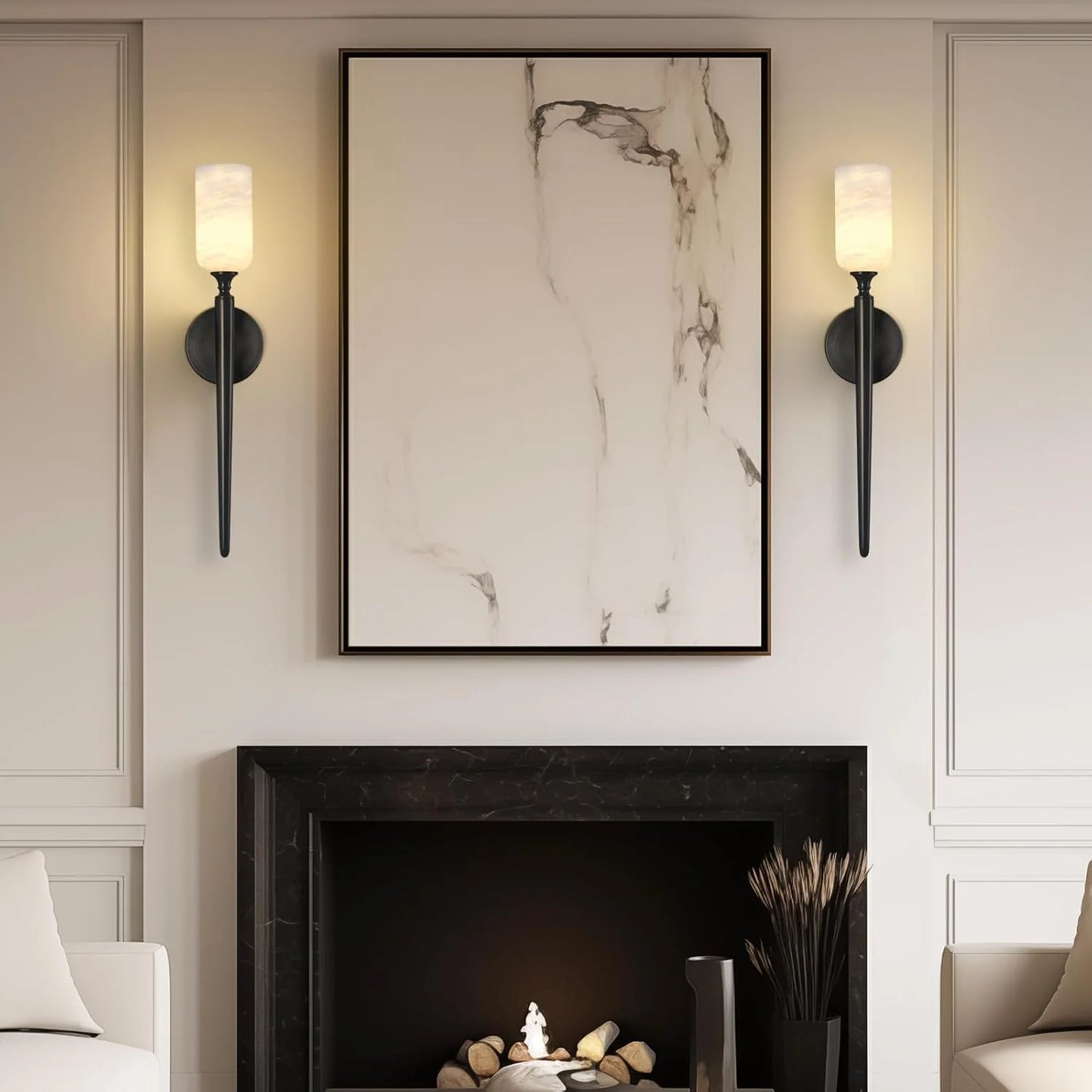 Royelux Natural Alabaster Wall Sconce - Modern Brass Lighting for Elegant Interiors