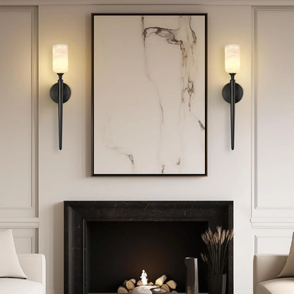 Royelux Natural Alabaster Wall Sconce - Modern Brass Lighting for Elegant Interiors