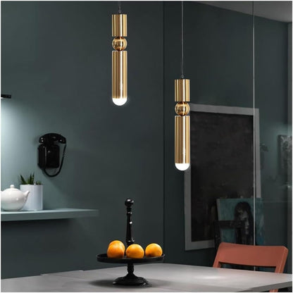 RoyaleGlow Minimalist Cylinder Pendant Light with Sphere Accent for Kitchen Island & Dining Room