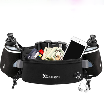 RoyaleGlow Running Hydration Waist Belt with Dual Bottle Holders