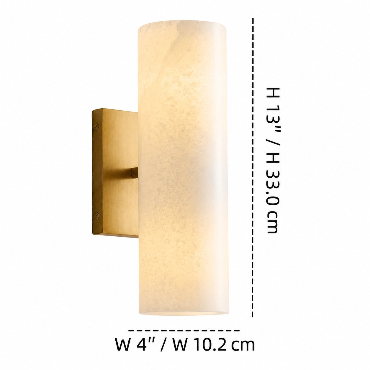RoyaleGlow Modern Alabaster Wall Sconce - Brass Vanity Light Fixture