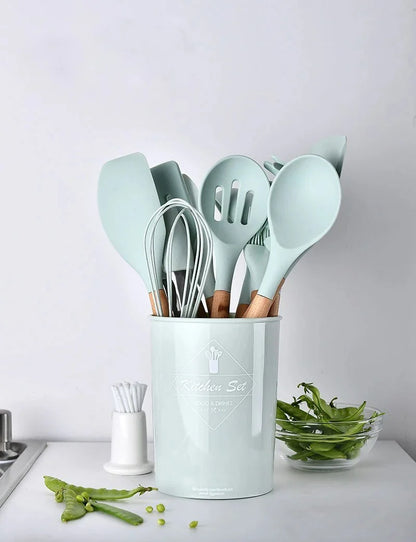 Royallure Wooden-Handle Kitchen Utensil Set – Durable Hardwood for Heat-Safe, Non-Scratch Cooking