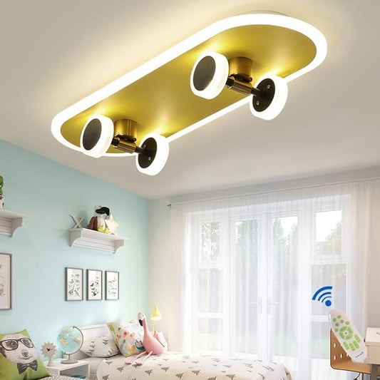 RoyaleGlow Dimmable LED Skateboard Ceiling Light for Modern Kid's Rooms